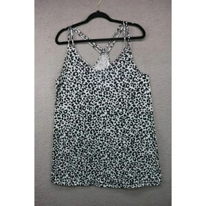 Ekouaer Short Racerback Pajama Gown-Size Large-Animal Print
